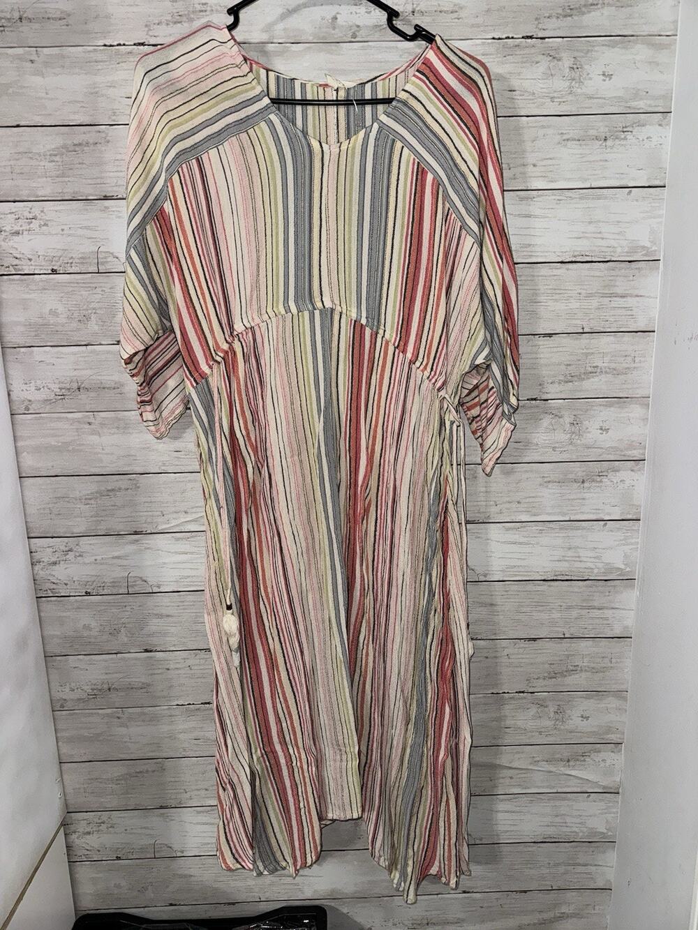 Womens Krazy Kat Striped Dress Flowy Size XL Multicolor Short Sleeve